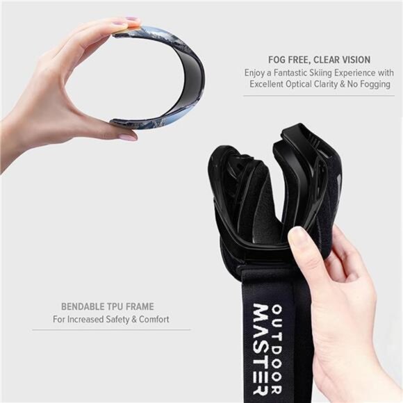 OTG ski goggles over glasses anti fog snow goggles UV protection adult youth ski - Picture 4 of 7